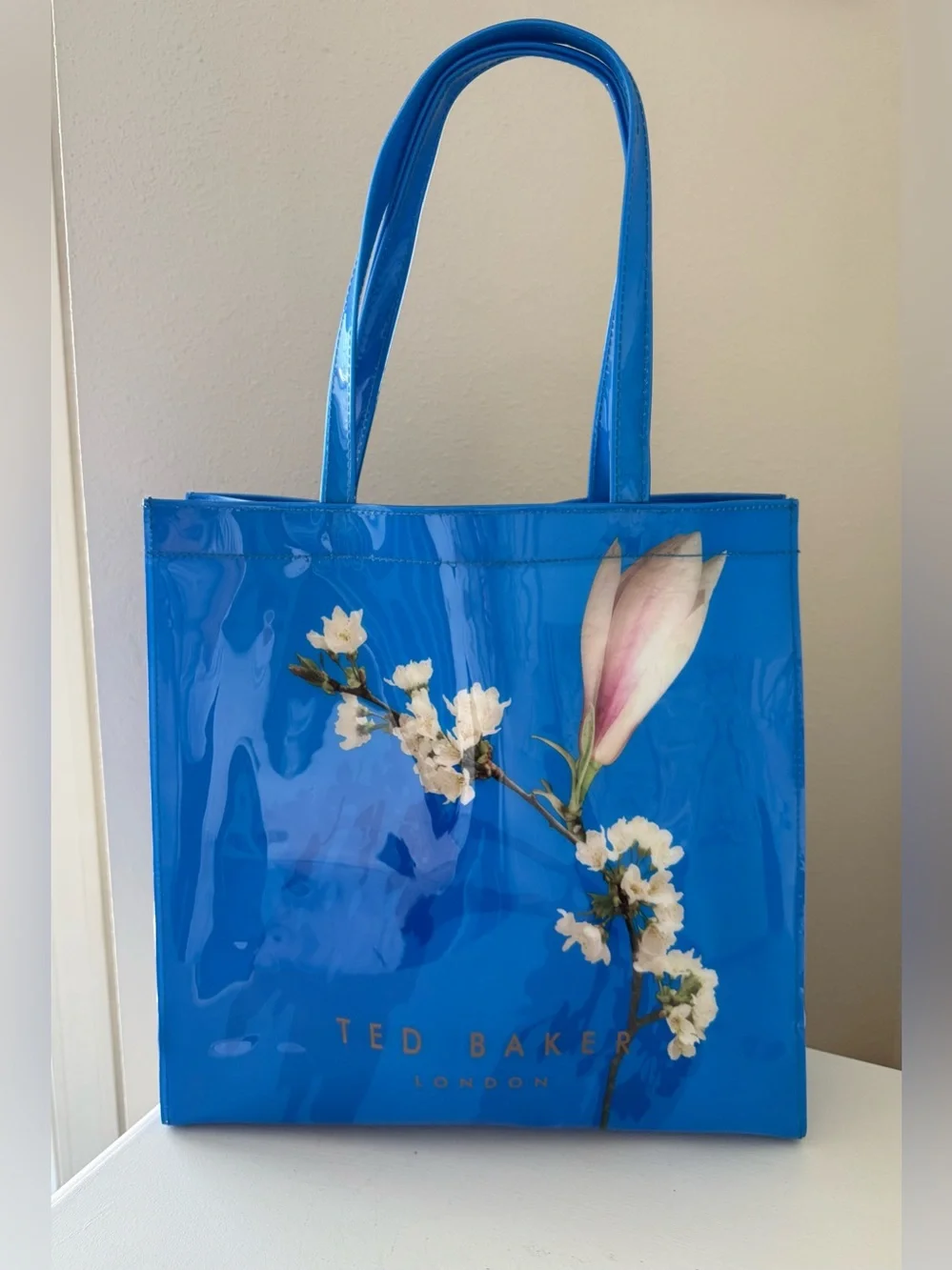 Ted Baker | Cobalt Blue Impressionist Bloom Large PVC Shopper Tote Magnolia